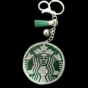 Bling Rhinestone Starbucks Bag Charm- Keychain